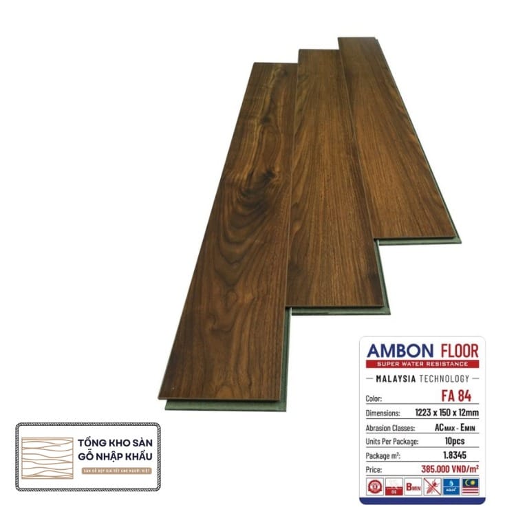 Sàn Gỗ Công Nghiệp Ambon 12mm – FA84