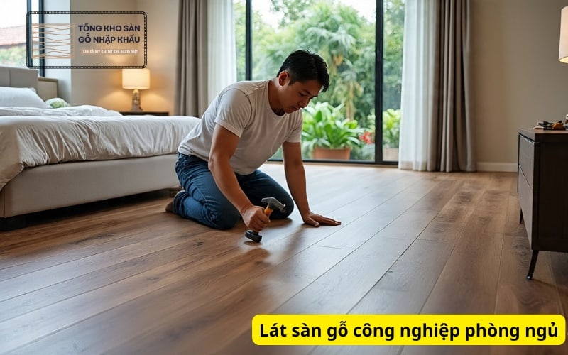 Thi công Lát sàn gỗ công nghiệp phòng ngủ