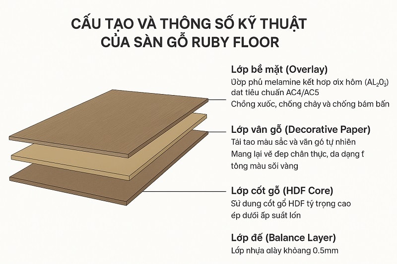 Cấu Tạo và Thông Số Kỹ Thuật của Sàn Gỗ Ruby Floor