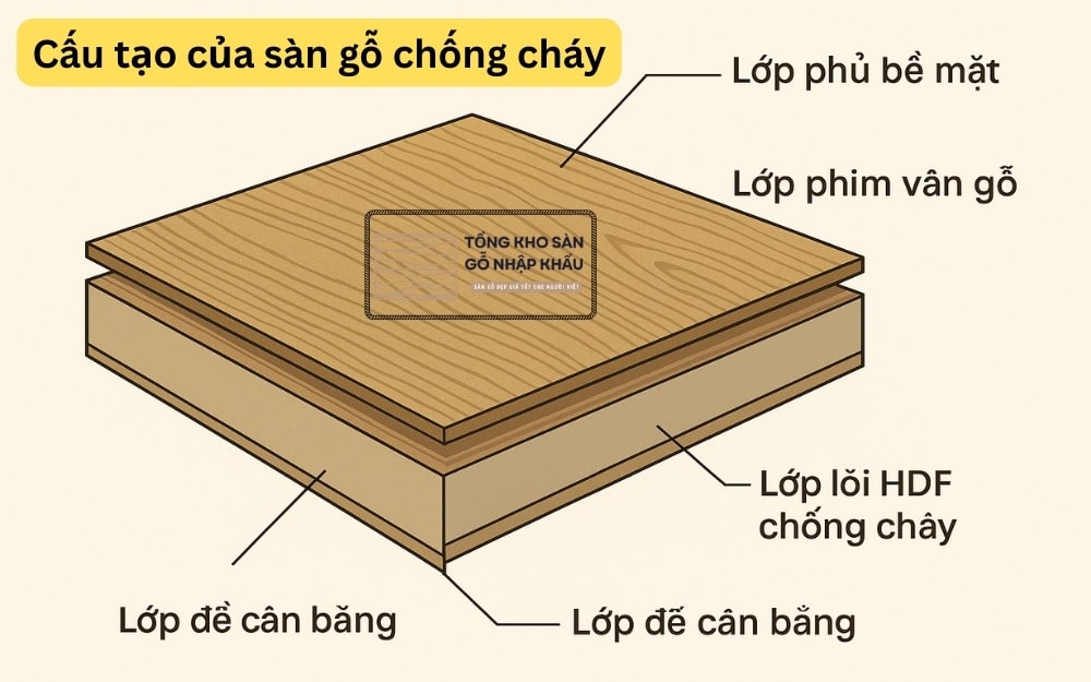 Cấu tạo của sàn gỗ chống cháy