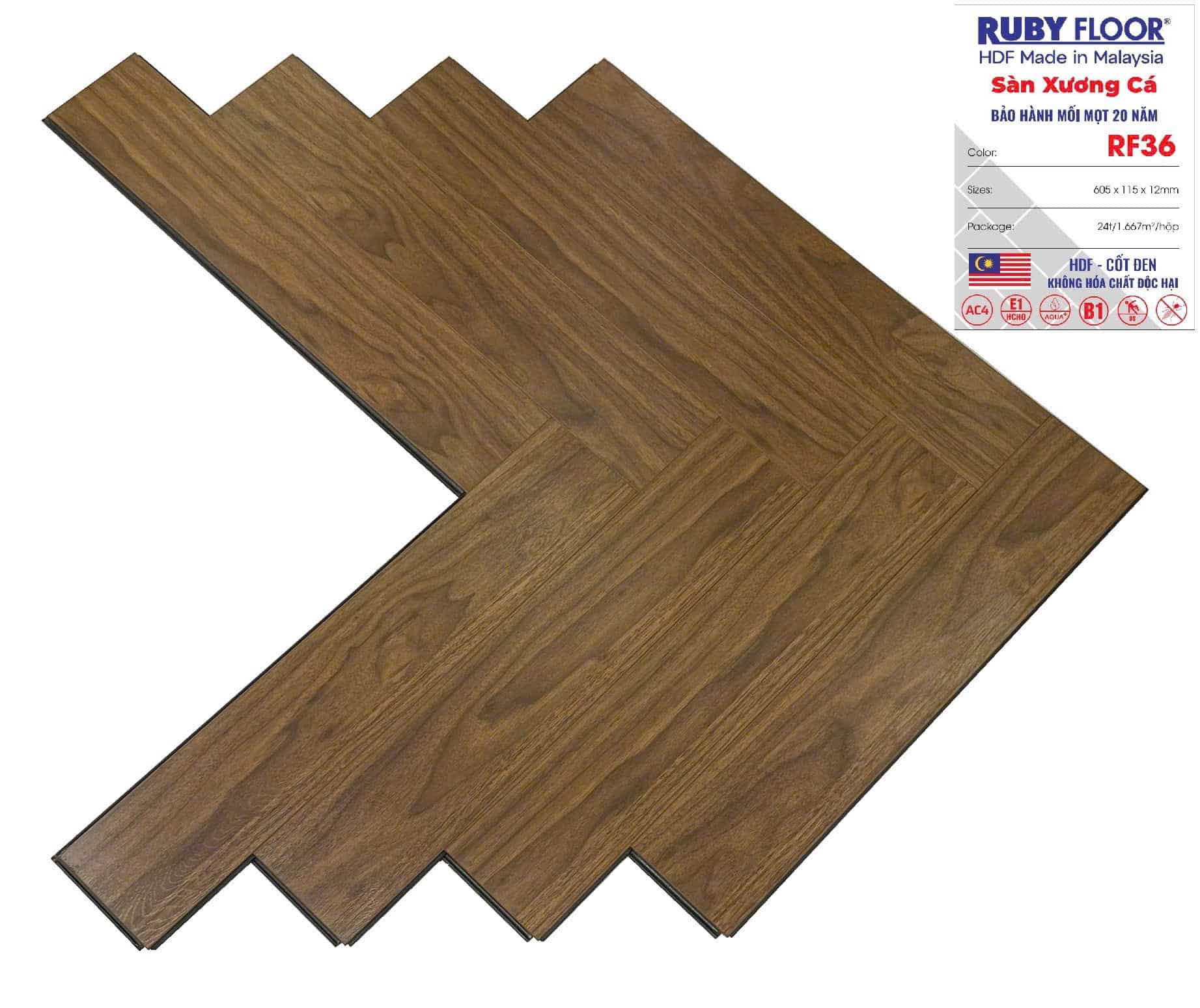 Sàn Gỗ Xương Cá Ruby Floor RF36