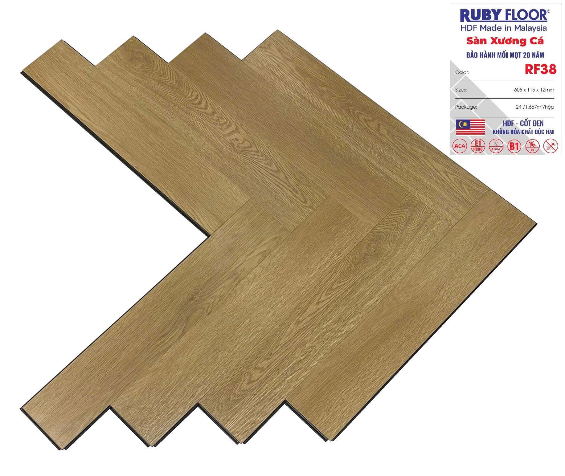 Sàn Gỗ Xương Cá Ruby Floor RF38