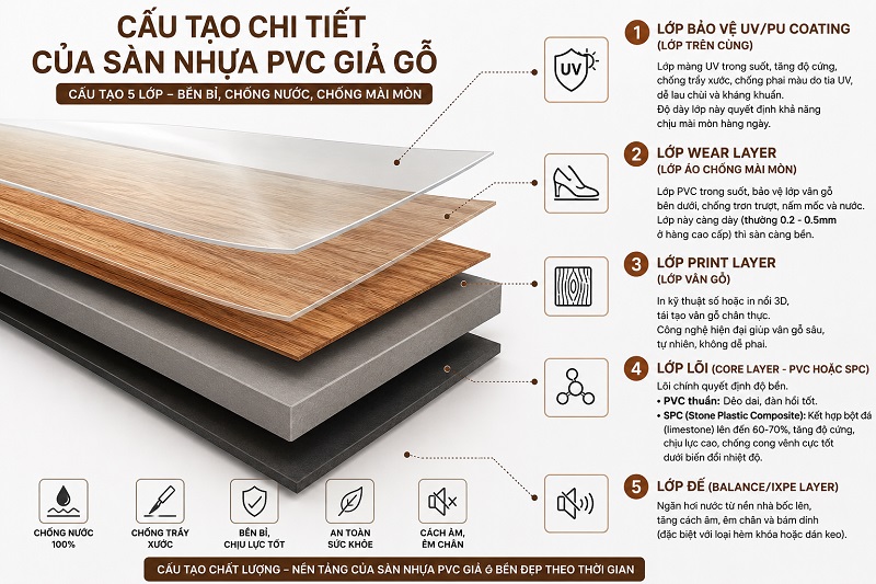 cấu tạo sàn nhựa PVC